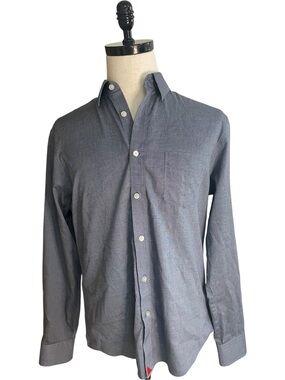 UNTUCKit Pio Cesare Wrinkle Free Button Down Shirt Navy Blue